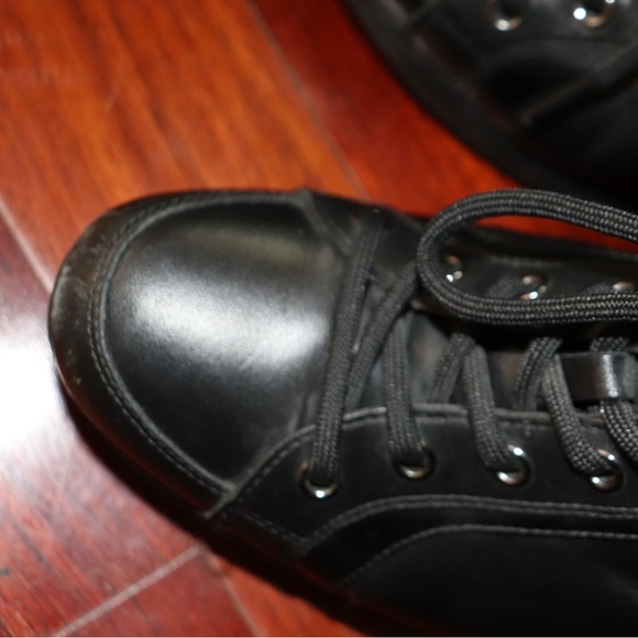 Authentic PRADA Sport Milano BlackLeather Logo Wedge LaceupSneakers Eu38.5/US8.5 - Picture 5 of 11